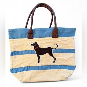 THE BLACK DOG brand rugby striped canvas tote. Martha’s Vinyard